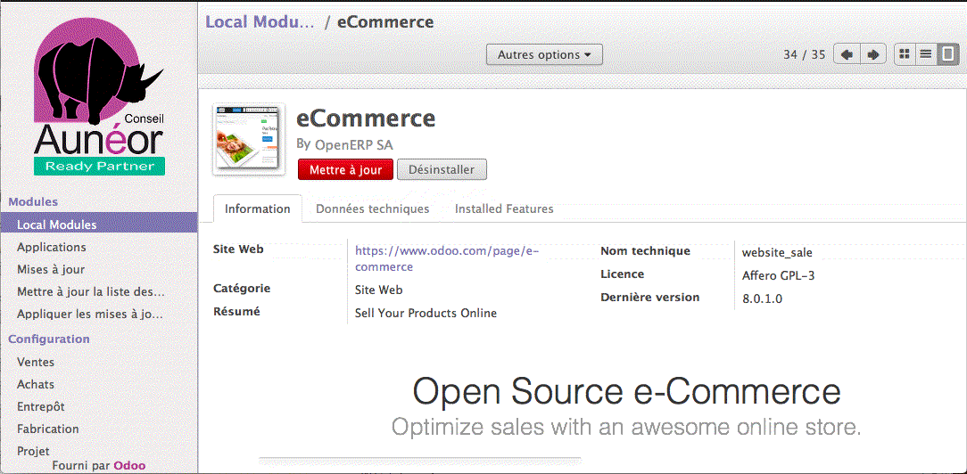 Odoo text and image block